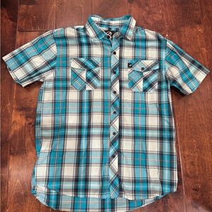 SouthPole Blue Plaid men’s Button Up - Large